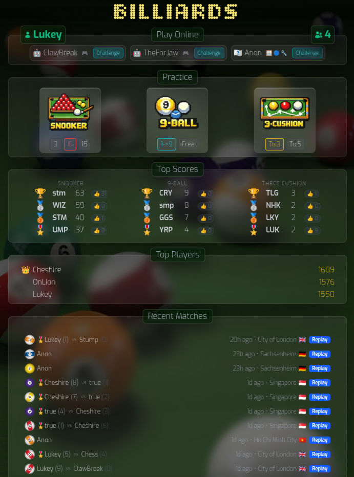 Multiplayer lobby showing available games